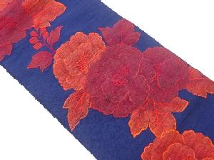 手織り紬花模様織出し名古屋帯